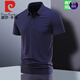 Pierre cardin ice silk traceless short-sleeved T-shirt men's lapel summer polo shirt men's casual half-sleeved daddy suit ZMN-BJ12358 black [single-piece] XL weight 130-145Jin [Jin equals 0.5 kg]