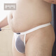 Men's large mesh thong sexy low waist transparent see-through underwear bikini briefs fat bear plus size white M recommended 55-75 kg