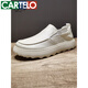 Cartelo Herren lässige Lederschuhe weiche Kuhläden-Männerschuhe 2025 Neuer Herbst Atmungsfreie Loafer Dick-Soled-Schuhe Herren weiß 9898 Standard Lederschuhe Größe 38