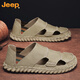 吉普（JEEP）男士凉鞋2023年夏季新款高端休闲防滑厚底凉拖鞋外穿运动沙滩鞋男 12033 HY 黑色 39