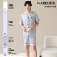
Yalu (YALOO) pajamas men's ice silk three-piece set summer thin skin-friendly, breathable, simple and comfortable casual home clothing set 14904+15904 (short sleeves + shorts + trousers) 3XL