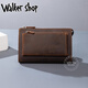 Walker Shop男包奢侈品新品【头层牛皮】男士长款拉链钱包休闲手工抓包手包潮 贵族棕