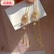 Containing spring flowers, new Chinese style pearl tassel hairpin, retro Chinese style Hanfu cheongsam, hairpin on the back of the head, versatile hairpin headgear, pearl tassel hairpin