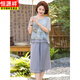 Hengyuanxiang Mama m ma Sommeranzug Set 2025 Neue große Größe mittleren und älteren Frauen Kurzarmdelme modische und modische Chiffon-T-Shirt 826 Red (Set) 2XL empfohlen 110-125jin [Jin entspricht 0,5 kg]