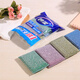 Miaojie dishcloth sponge wipe household color-striped scouring pad kitchen special dishwashing towel brush pots and dishes household cleaning 4 packs of 16 pieces in total