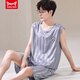Catman (Miiow) Sommereis-Seiden-Pyjamas für Jugendliche dünne extra große Größe Herrenweste ärmellose Shorts Home Clothing Set 9902 ICE SILD M MEN'S STYLE 80-100JIN [Jin gleich 0,5 kg]