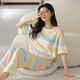 Pajama de algodón puro para mujeres pantalones de manga corta de verano 2025 Versión nueva coreana Linda temporada de comidas casuales de dibujos animados Casa de casa 9711 XL [120-140Jin [Jin equivale a 0.5 kg]]]