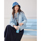 IEF/Aiyifu 2025 Autumn NUEVO estilo coreano Fashion Inventual Sports Diseño con capucha Commuting versátil chaqueta azul xs