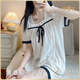 Yalu solid color square collar pajamas for women in summer 2025 new short-sleeved cotton internet celebrity shorts suit outside home clothes 761 with chest pad M [80-100 Jin [Jin equals 0.5 kg] wear]