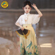 G.duckkids falda de la cara de caballo falda del traje del verano 2025 Nuevo estilo chino verano delgado hanfu mid-da niños chino espicación china 2677 meses blanco y azul [falda con cara de caballo + 2662 top] 110