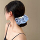 Added Cream Sea Blue Korean Satin Pearl Edge Large Intestine Hair Tie Temperament Gentle Low Ponytail Travel Rubber Band Satin Pearl Hair Tie Apricot