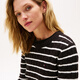 TOMMY HILFIGER [Circh Texture] 25 new autumn and winter women's striped sweater solid color round neck knitted cardigan [Striped Circh] Black and white striped BDS XS (recommended: 100 Jin [Jin equals 0.5 kg] or less)