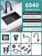 
KOHLER Bar Sink Single Tank Small Size 304 Stainless Steel Kitchen Washing Basin Balcony Island Nano-Manual Tank Under Table Hand-made Tank Black 4840/No Faucet/Large Flat Cover Under