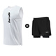 BURUITE Sports Suit Men's Summer Quick-Drying Track and Field Marathon Running Suit Fitness Cycling Shorts Vest Top White + Black Shorts M Recommended Weight 100-120 Jin Jin equals 0.5 kg