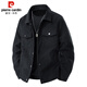 Pierre Cardin work jacket men's autumn and winter trendy casual lapel thickened corduroy jacket men's clothing beige XL