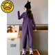 
G.DUCKKIDS Girls Overalls Set 2024 New Dopamine Children's Clothing Girls Big Children's Purple Fashionable Long Sleeve Pants Two-piece Set Set 160cm