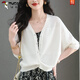 
Woodpecker (TUCANO) ice silk knitted cardigan sun protection thin coat for women 2025 summer new long-sleeved small blouse shawl top black 4XL