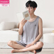 Modal Men's Pyjamas Vest modal mince sans manches adolescentes Summer Plus taille Jin [Jin est égal à 0,5 kg] Suit à domicile en deux pièces 12027 [ensemble masculin] L [suggéré 100-140 Jin [Jin est égal à 0,5 kg]]]