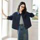 Vanciman French Casual Longärmed Hemd für Frauen im Herbst Neue schlanke Nischen-Schulter-Temperamenthemd Marine Blue L.