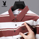 Playboy (Playboy) High-End-Sommer im mittleren Alter für Männer Polo Shirt Casual Daddy Outfit gestreiftes Business Ice Seide Atmungsfreie losen Revers 6636-Blue L L.