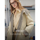 ELLE French plaid stitching Lyocell Tencel windbreaker women's 2025 autumn new loose reversible coat Khaki S