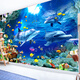 Sticker 3d three-dimensional paste underwater world 3d wall sticker mother and baby swimming pool background wall self-adhesive mural QT-3523 Ultra small: width 90cm * height 60cm (whole picture)