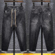 
Bao Qiaoxu summer jeans men's elastic waist high elastic loose fit casual pants men's Korean style trendy trousers 3883 black regular 29 106-115Jin [Jin equals 0.5 kg]
