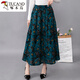 Jupe florale en coton et en lin pour les femmes en été au printemps, en été et à l'automne 2025 Nouvelle jupe bigouffée plissée en milieu de longueur, fleur bleu marine, une taille recommandée 85-158 Jin [Jin est égal à 0,5 kg]