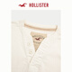 HOLLISTER25 new autumn and winter cotton LOGO Henry collar long-sleeved inner T-shirt men and women 324-5679 milk white M (180/100A)