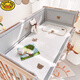 G.DUCKKIDS crib bed fence soft pack pure cotton children's splicing bed guardrail fence anti-collision baby one-piece bed circumference heightened Star Bear (edge ​​pressed) one piece length 240cm