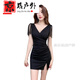 喆炜夜场工作服女夜总会连衣裙女深V礼服足疗足浴技师工作服性感包臀 3883黑色 S  建议80-95斤