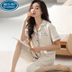 PALANDO 100 XINJIANG PAJAMAS DE COTON POUR LES FEMMES EN SUMBRE PANTAL CARPINE À MANDE CARCHÉE DE LA SIMEAGE POUR LE MODE-MODE EN MAISON EST EN MAISON pour les costumes pour la maison N9898 Pantalon à manches courtes Pantalon Cardigan L (100-120Jin [Jin est égal à 0,5 kg]))