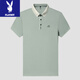 Playboy (PLAYBOY) brand men's short-sleeved T-shirt middle-aged lapel ice silk thin loose casual POLO shirt daddy half-sleeved T-shirt 16821 carbon ash XL 175 Recommended 140-160Jin [Jin equals 0.5 kg]