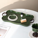 SUCCOHOMEWARE retro cream style ceramic binaural tray dinner plate tea tray household cup and saucer drain tray living room desktop storage tray green-ceramic tray