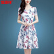 
Hengyuanxiang middle-aged noble ice silk dress for women 2025 new summer short person slim floral skirt 40 to 50 mother suit [ice silk 9904 skirt] 4XL [recommended to wear 150-165]