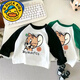 
G.DUCKKIDS new cat and mouse children's T-shirt long-sleeved boys autumn small and medium-sized children's clothing fashionable rabos sleeve base shirt girl [white and red]#D674 Jerry Mouse 80 [Suggested height 70-80cm]