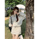 Champion Auspicious American heavyweight women's summer retro sunscreen clothes niche design high-waist skirt summer new two-piece set A1048-Temperature sunscreen two-piece set L Recommended (100-120Jin [Jin equals 0.5 kg])
