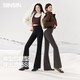 SIINSIIN Yang Mi's same style micro-flared pants for women in autumn and winter, new velvet yoga pants, warm shark flared pants, medium warm 6.0pro, small - slim black (net height 155-160cm) M 100-120Jin Jin equals 0.5kg