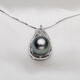 DL 1998 Fat Donglai same style Tahitian pearl pendant single short clavicle chain 925 silver round black mother-of-pearl necklace 12mm-13mm