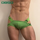 Wide waisted men's double butt sexy underwear with hollow back elastic personality sexy thong threaded cotton double butt green M