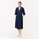 LESS [Xun Series] kimono dress for women with loose short-sleeved V-neck denim skirt 2O4G13820 993 denim deep blue XS