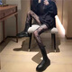 Frauen dünne schwarze INS -Tanzsocken Netz Promi -Buchstaben Fishnet Strumpfchen Diamant Weiß JK Strumpfhose 1049 Mesh Diamond Black M.