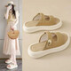 Roman sandals for women wearing summer skirt for pregnant women with half-support thick sole stiletto beach sandals off-white 38