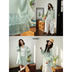 Broad color (kuose) green imitation linen shirt jacket lace top casual pants two-piece suit 25 new summer wear for women green shirt 5008 S