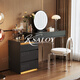 KSALOY Italian dressing table and drawer integrated bedroom small apartment storage cabinet light luxury high-end dressing table jewelry display cabinet warm white dressing table + 0.5 meter three drawer cabinet + LED round mirror + acrylic chair 100cm dressing table overall solid wood multi-layer