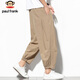 
Big Mouth Monkey (Paul Frank) nine-point pants for men summer loose casual pants for men cotton linen linen bloomers tied feet men's pants ginger 2XL