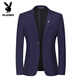 花花公子（PLAYBOY）2025新款西服套装男三件套秋新款休闲上班职业装新郎结婚礼服男 黑色2扣西服+西裤 皮带+领带+领 L 建议113~125斤穿