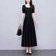 Pier Cardin Black Simple Nouvelle robe pour femmes 2025 Été Nouveau tempérament mère grande taille de taille en milieu de taille jupe tendance 7170 court M