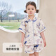 安旦2025新品儿童女士家居服亲子睡衣夏季短袖短裤竹棉纱布套装 海的晚安曲-儿童款 90 cm