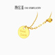 Chao Acer Lucky Coin Letter Circle 18K Gold Necklace Female Lottery Gold Clavicle Chain for Girlfriend Birthday Gift Red 18K Style - Chain Approximately 40cm + Tail Chain